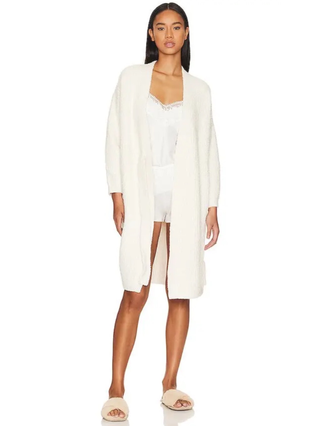 Barefoot Dreams Cozychic Side Tie Robe In Cream